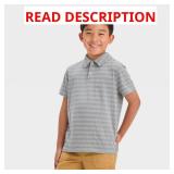 Boys' Short Sleeve Jacquard Striped Button-Down Sh