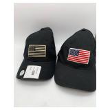 2- Black Fitted L/XL American Flag Hats