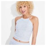 Women's Open Back High Neck Sequin Sweater Tank -