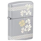 Zippo Laser 360  Clover Design High Polish Chrome
