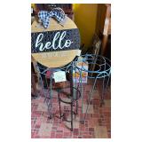 Metal Plant Stands & Farmhouse Door Hanger