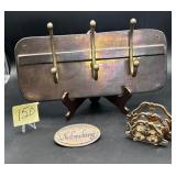 Brass Coat Rack, No smoking Plaque, & Letter Ho..