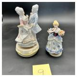 Vintage porcelain musical box figurines