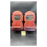 Vintage wooden wall mirrors with integrated she..
