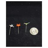 Vintage enamel sea life stick pins, commonly us..