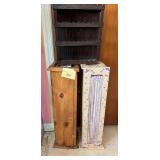 2 tissue box towers and 1 vintage wall shelf
