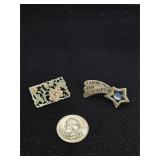 Brooches, one w/Tigers Eye