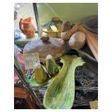 Potato and corn casserole dishes, celery tray, ..