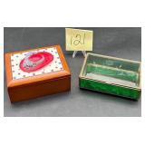 Stained Glass etched Trinket Box & Red hat wood..