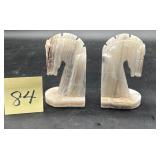 Onyx/Marble vintage bookends are hand-carved