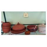 Terracotta bowls and small crockpot