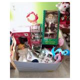 Box of vintage Christmas items, including metal..