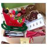 Box of assorted Christmas items