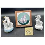 vintage unicorn collectible porcelain Music Box..