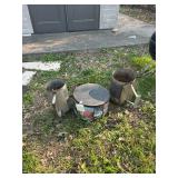 Two metal charcoal chimney starters & metal box