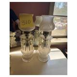 Pair of vintage hurricane crystal boudoir lamps..