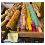 Assorted embossed rolling pins