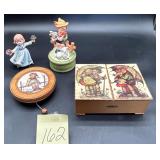 Hummel Music Boxes, Boy On Fence Rabbit Lamb Sa..