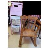 Vintage child's rocking chair and modern storag..
