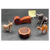 Vintage, octagonal wood music box & other woode..