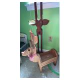 vintage wooden reindeer planter & Wooden deer c..