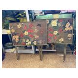 2 vintage tv trays with butterflies