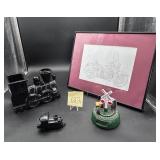 Framed & matted Motorcycle Sketch, vintage blac..