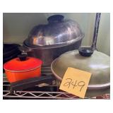 Vintage roasting pan, Le Creuset, and Club alu..