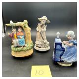 Vintage porcelain musical box figurines