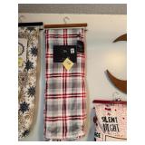 New red, white, gray throw