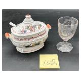 vintage Japanese ceramic soup tureen & Fruit Go..