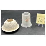 Vintage frosted glass fairy lamp shade  & Light..