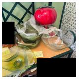 Vintage chip and dip bowl sets, apple canister ..