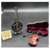 Vintage Sankyo brand music box & miniature viol..