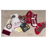(New) Holiday towels, Socks, & String Lights