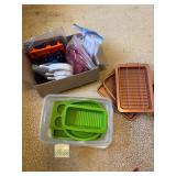 Silicone baking pans, plastic molds, copper col..