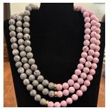 3 Strand Layered 50-50 Gray & Pink Lucite Plast..