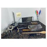 Collection of assorted vintage metal kitchen ut..