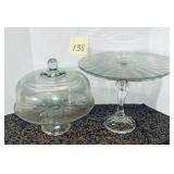 Godinger 'River Edge' glass ribbed cake stand &..