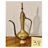 Vintage etched brass Sarna pitcher ewer from India