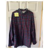 Menï¿½s LL Bean Red and Blue Plaid Button Down XL