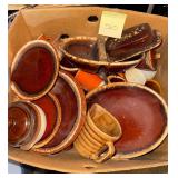 Hull Brown Drip stoneware dishes