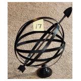 Vintage-style black iron garden armillary sundial