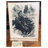 Vintage 1983 etched marble resin artwork titled..
