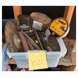 Variety of used grinding wheels and sanding discs
