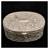 Vintage silver-plated oval trinket box