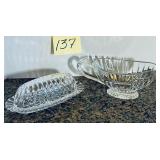Vintage Mikasa crystal covered butter dish in t..