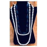 Vintage Trifari navy blue beaded necklace & 2 b..