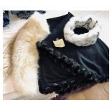 Black Wrap, faux fur Head Wrap, fur Stole