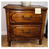 Vintage French Provincial style oak two-drawer ..